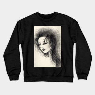 Portrait of a long hair girl 2017 Crewneck Sweatshirt